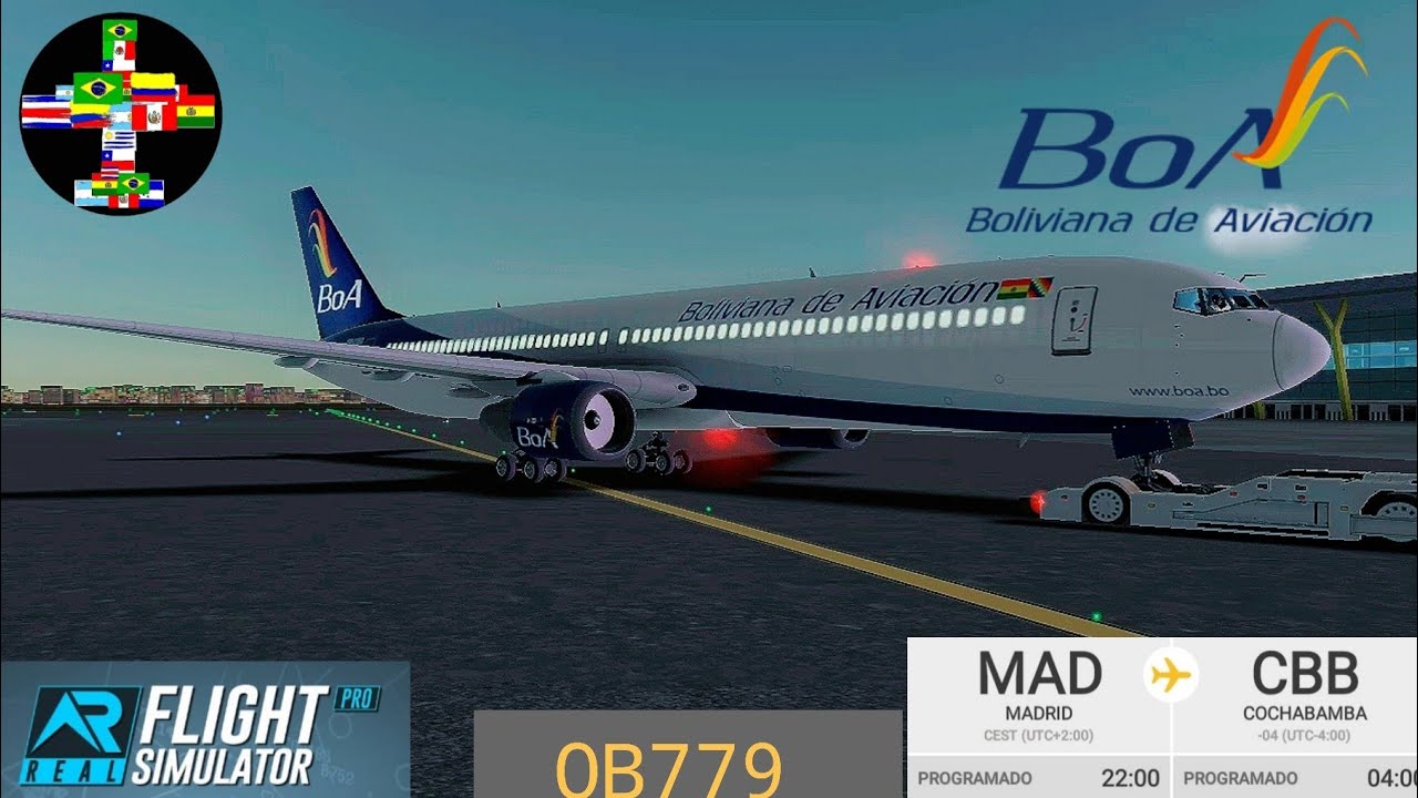 Real Flight Simulator RFS | Madrid to Cochabamba - Boliviana de Aviación (BoA) Boeing 767-300
