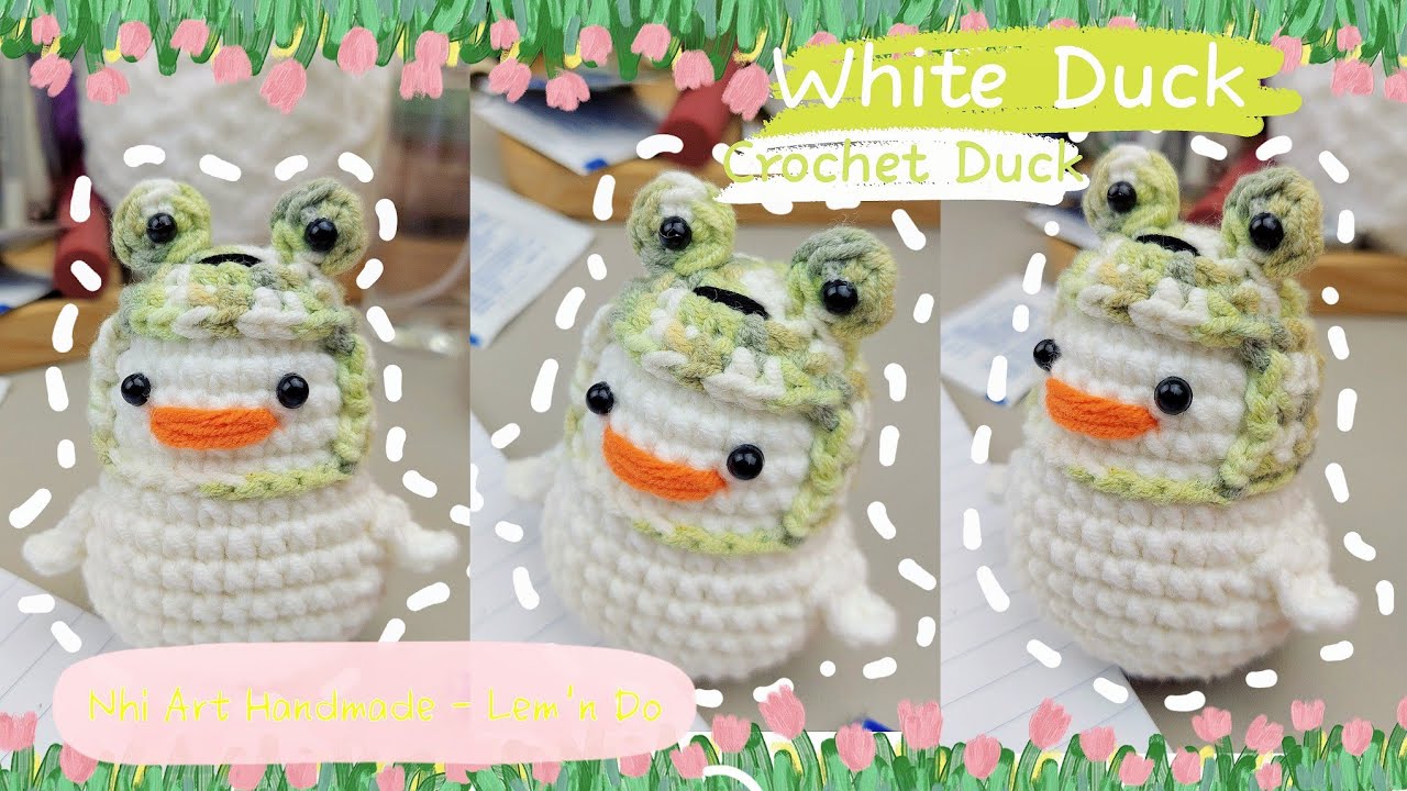 How to crochet WHITE DUCK | Crochet a DUCK | Hướng dẫn móc VỊT TRẮNG ĐỘI NÓN ẾCH bằng len | Lem'n Do
