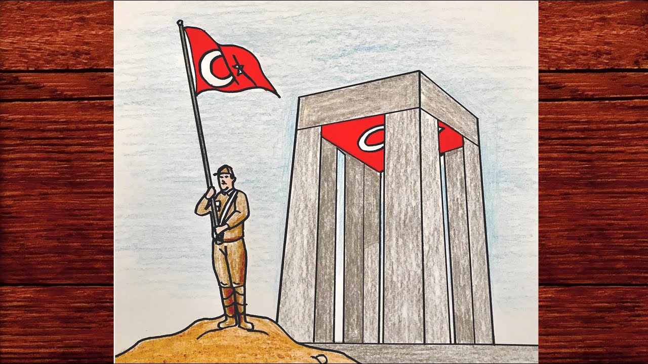 18 Mart Çanakkale Zaferi Resmi Çizimi - Çanakkale İle İlgili Çizimler - Karakalem Çizimleri 2021