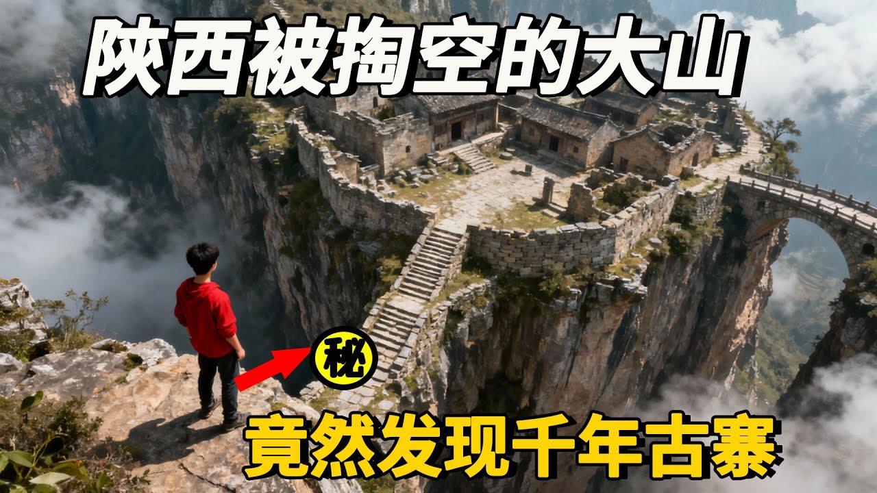 小夥瘋狂探秘陝西被掏空的大山竟隱藏千年古寨！裡面竟是古人挖出的巨大洞寨，畫面太震撼了！