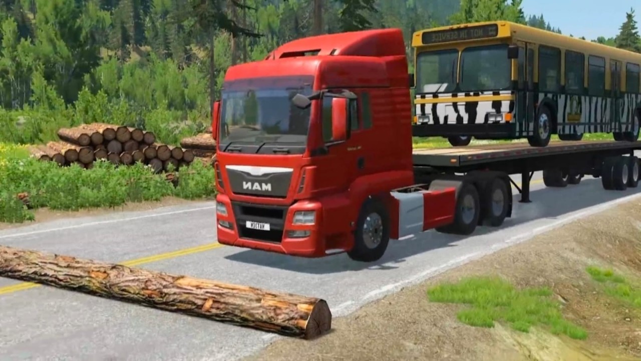 Mobil vs Fallen Tree - BeamNG.Drive