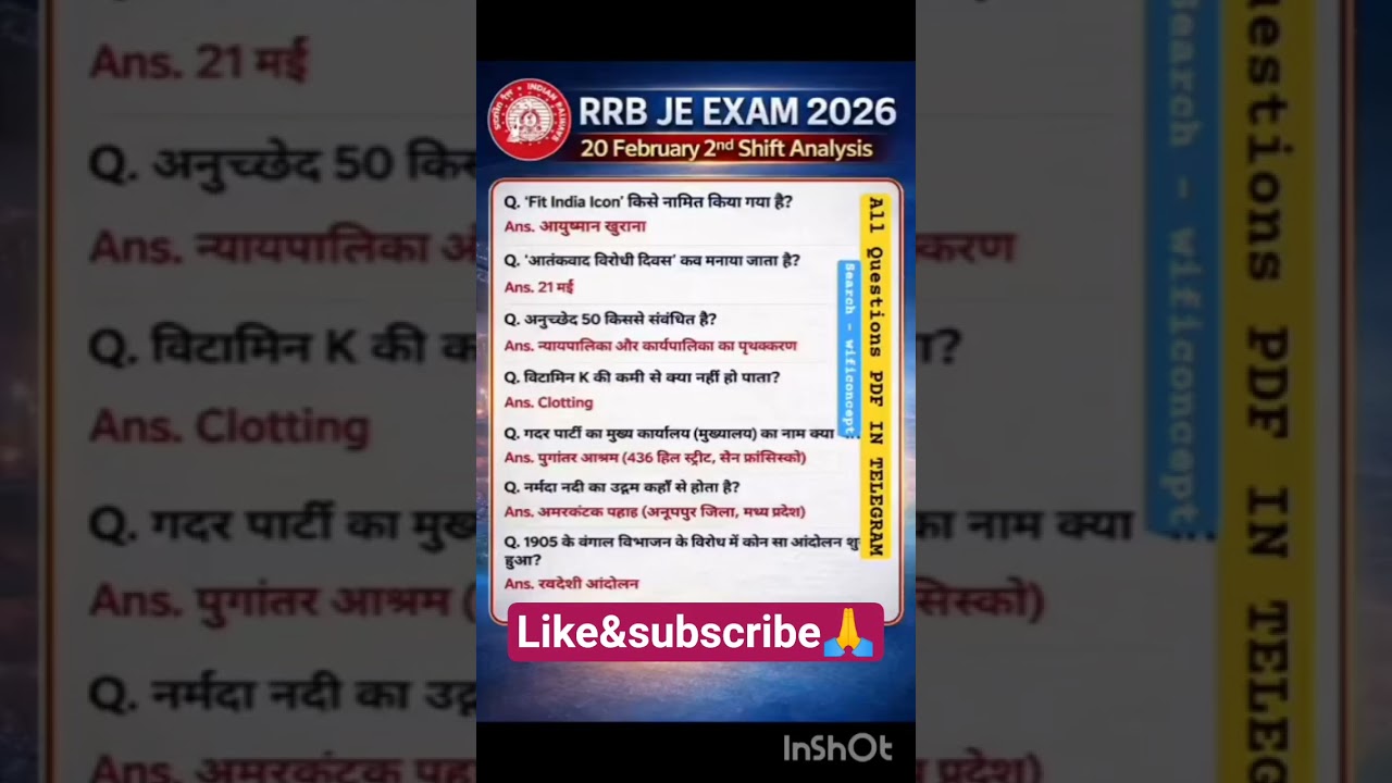 RRB JE Exam 20feb 2nd Shift 2026 # today exam analysis
