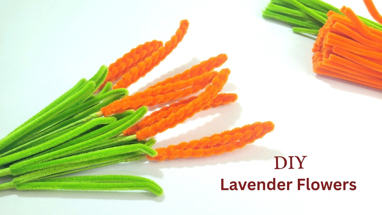 How to Make Pipe Cleaner Lavender Flowers | Orange Fuzzy Wire Lavender Bouquet Flowers.
