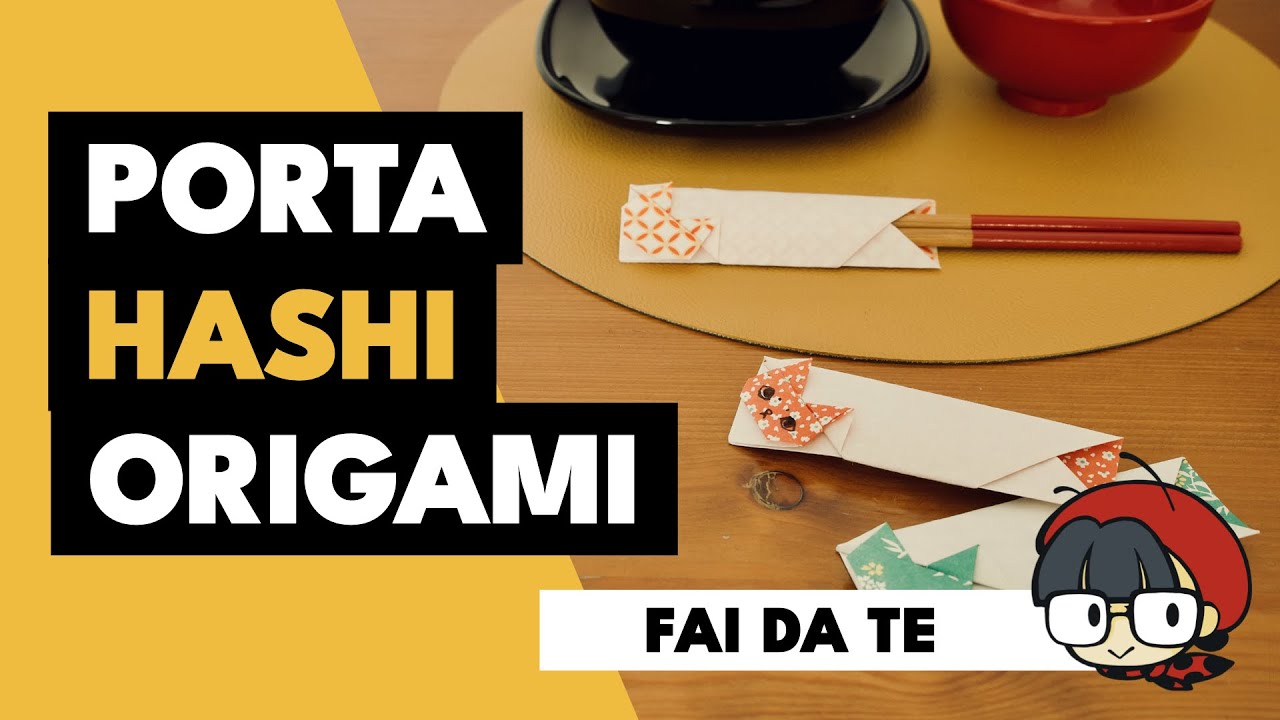 Origami in Cucina Busta porta Hashi con Gattino (bastoncini bacchette giapponesi)