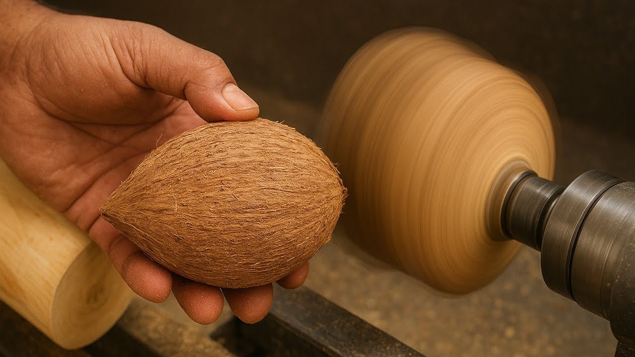 Woodturning Coconut Traditional Handmade Art !!