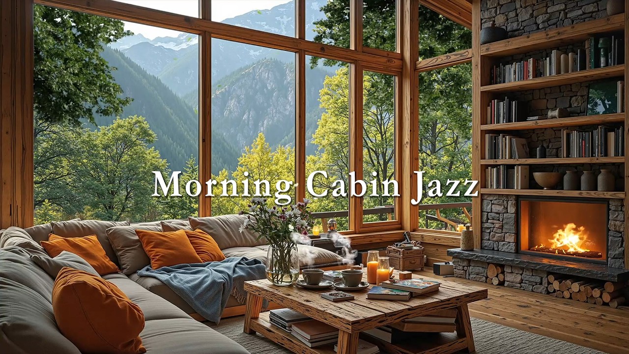 Morning Cabin Jazz ☀️ Fireplace Glow, Fresh Forest Views & Smooth Jazz for a Calm Start
