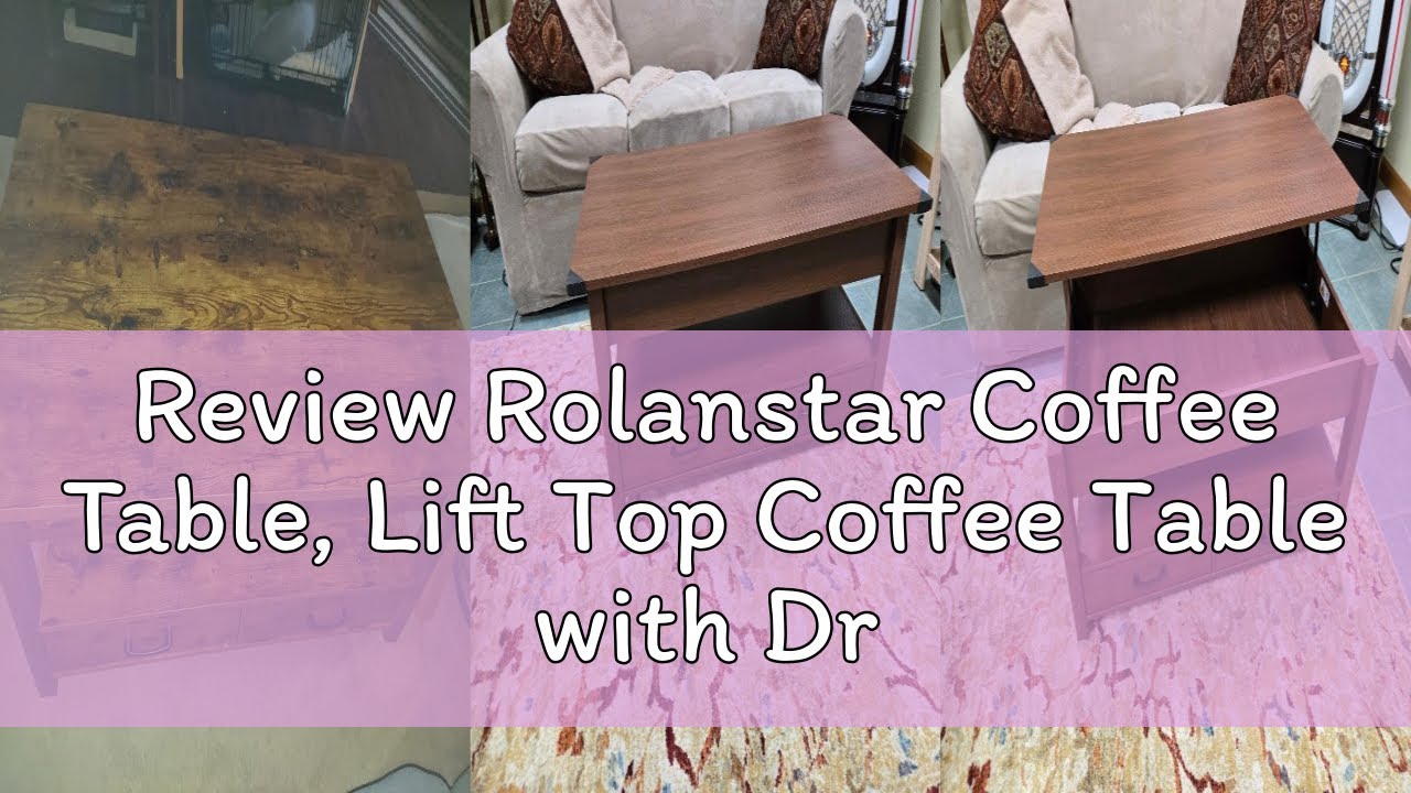 Review Rolanstar Coffee Table, Lift Top Coffee Table with Drawers and Hidden Compartment, Retro Cent