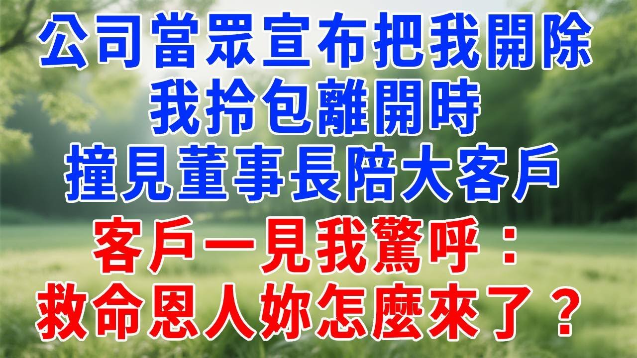 公司當眾宣布把我開除，我拎包離開時，撞見董事長陪大客戶，客戶一見我驚呼：救命恩人妳怎麼來了？#人生感悟 #原创视频 #生活經驗 #故事頻道 #职场 #打脸