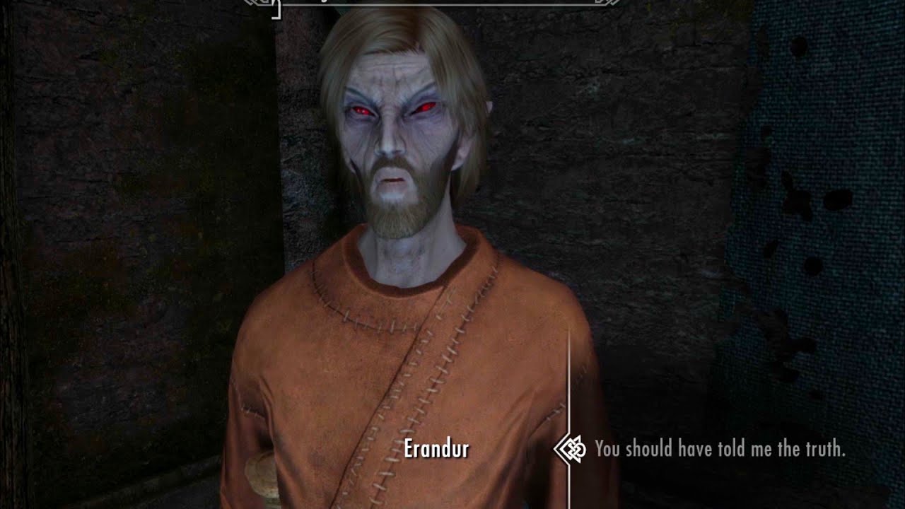 All reactions on Erandur's confession. Skyrim Anniversary Edition