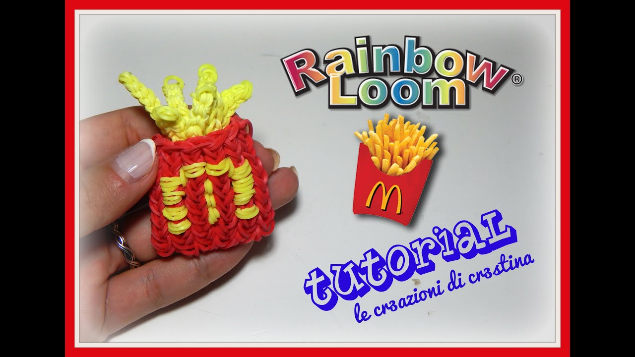 Tutorial Patatine Fritte del Mc Dondald's 3D con Elastici RAINBOW LOOM - DIY French Fries Charm