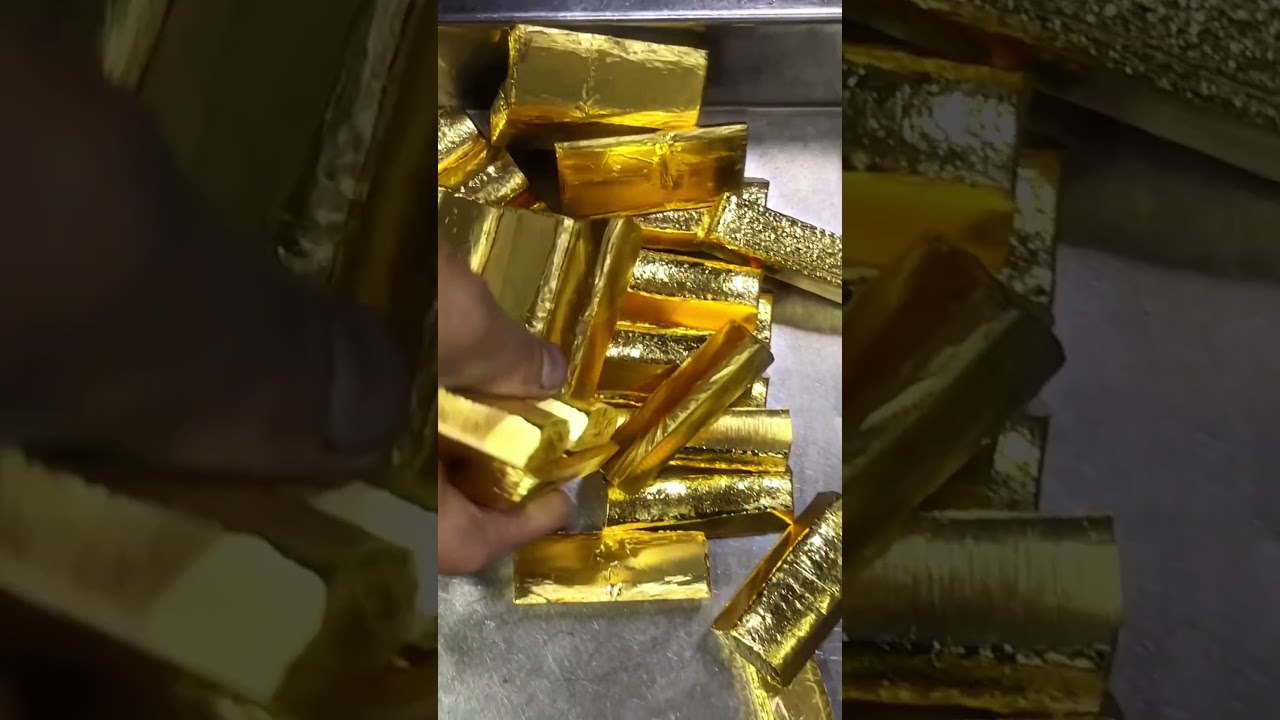 The process of cutting gold bars that you have never seen before#gold