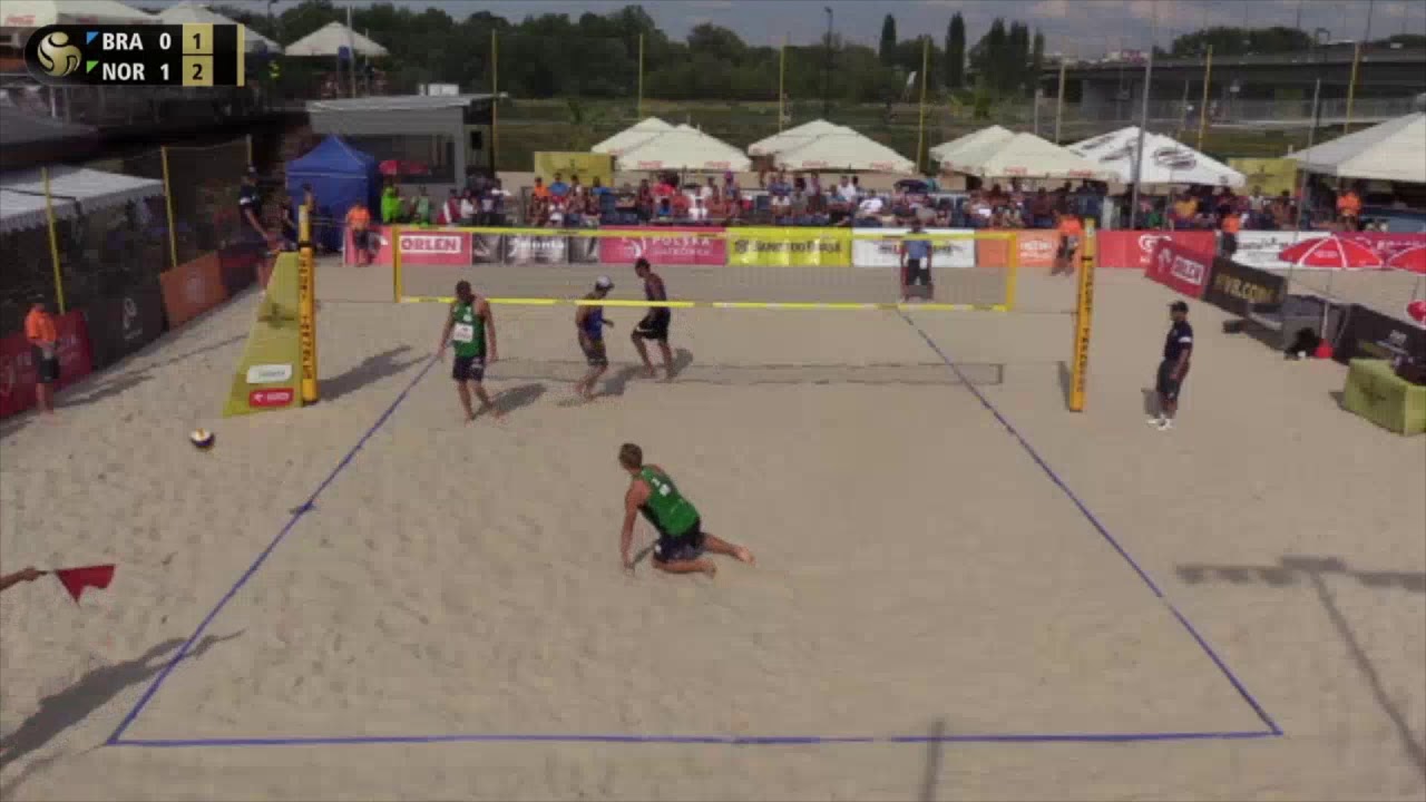 Mol.A/Sørum (NOR) vs. Bruno/Pedro (BRA) FIVB Warszaw 2018 Round 1