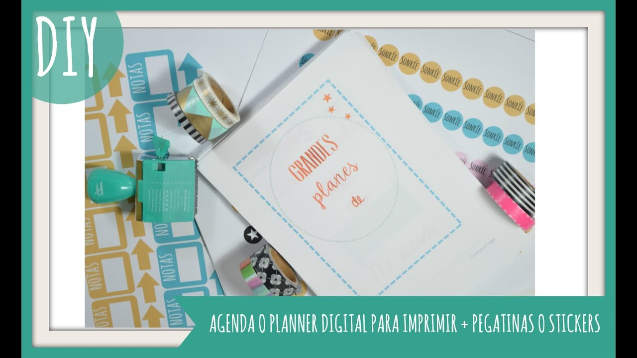 Agenda o Planner digital para descargar + Pegatinas|Tiempo y Lugar