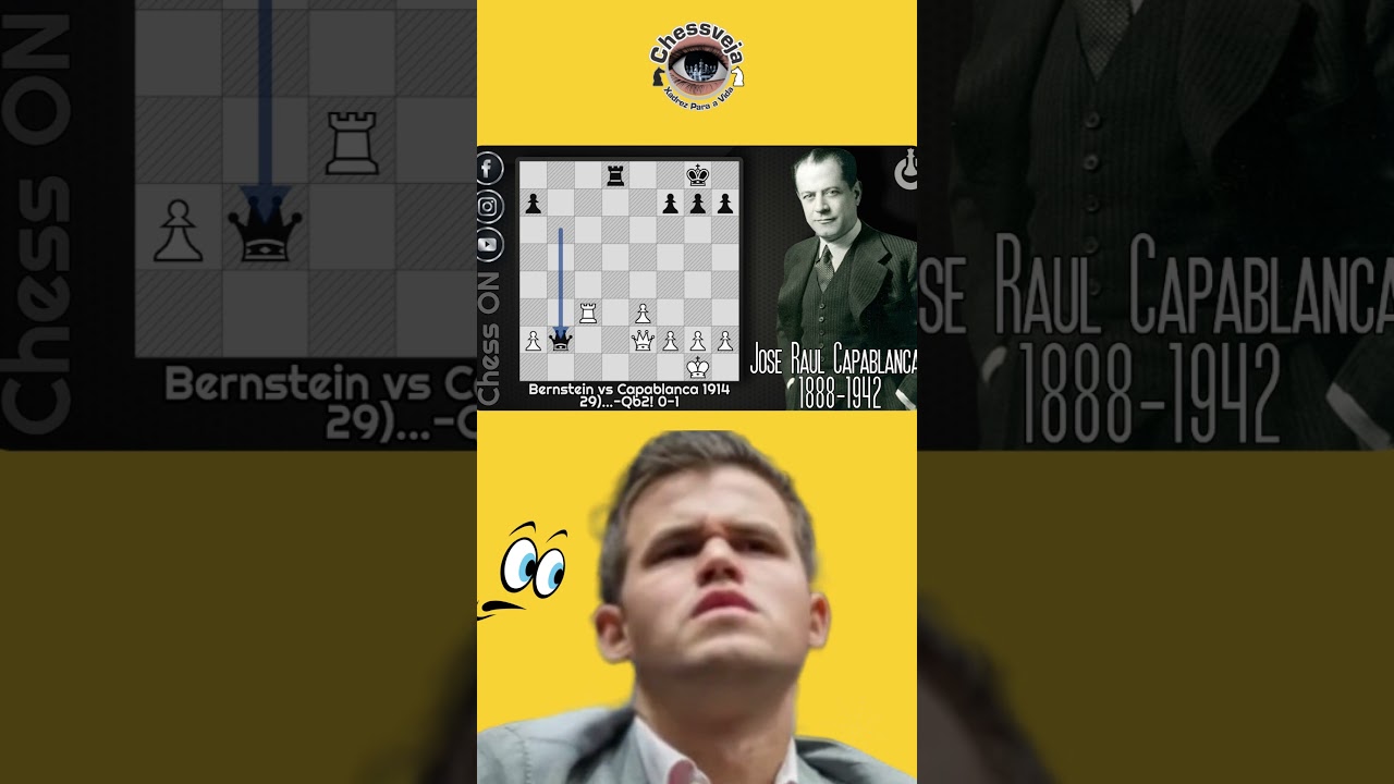 RAUL CAPABLANCA DEIXOU CARLSEN BOLAD&Atilde;O COM LANCE BRILHANTE