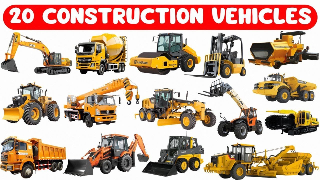 Construction Vehicles Name in English | Learn Types of Construction Vehicles for Kids Heavy Vehicles