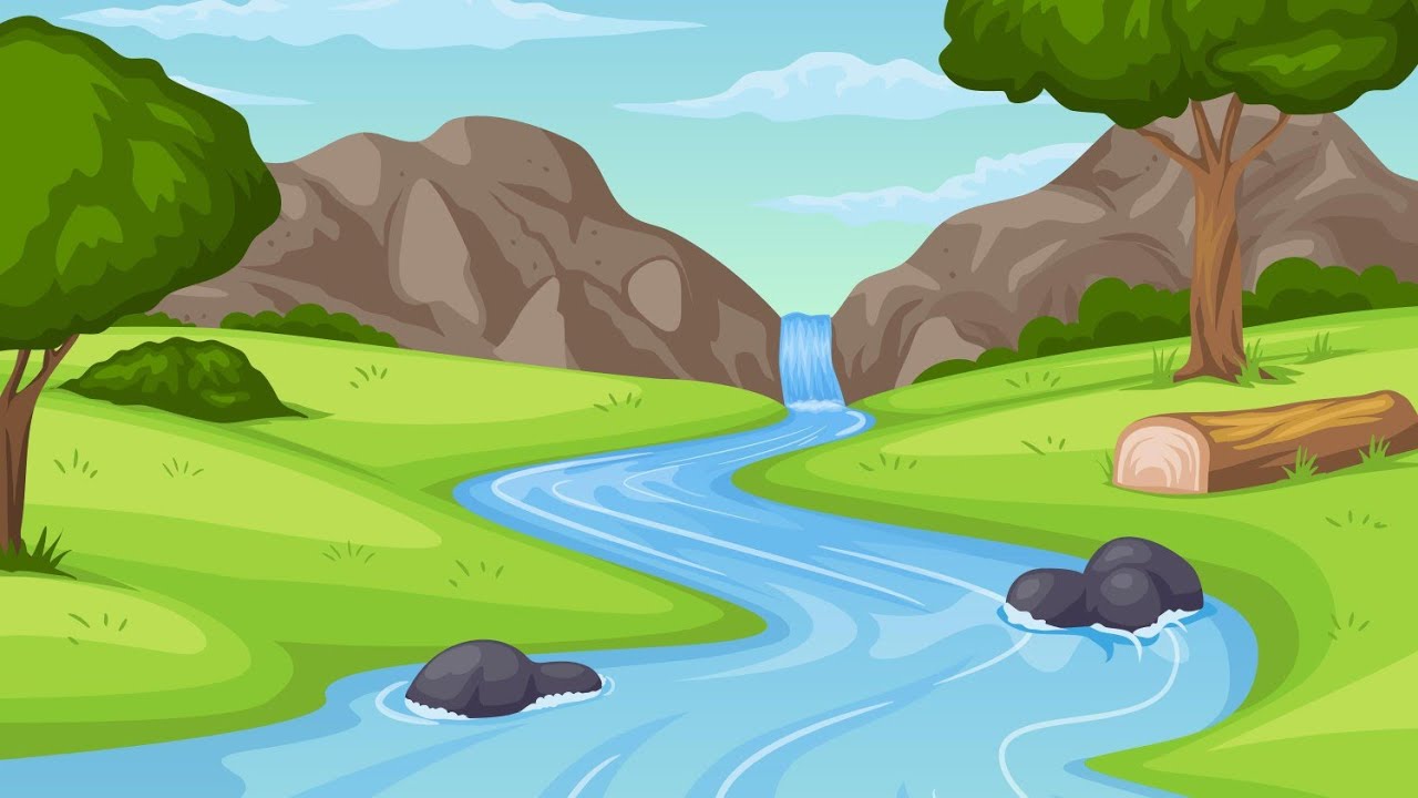 a cartoon image with the sound of a flowing river