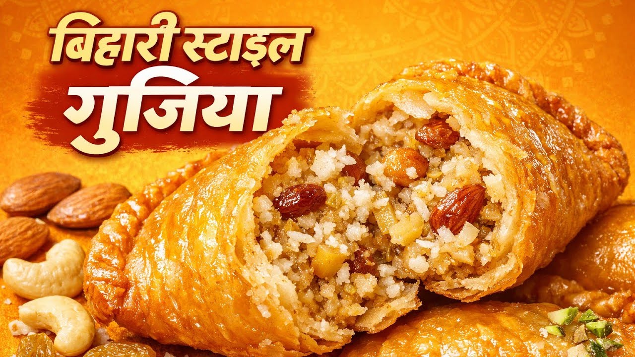 बिहारी स्टाइल गुजिया रेसिपी | Holi Special Mawa Gujiya | Easy & Crispy
