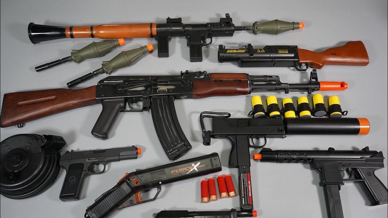 RPG7 AK47 Airsoft Toy Gun - Nerf Gun Granade Launcher - Double Barrel Shotgun - Toy Guns Collection