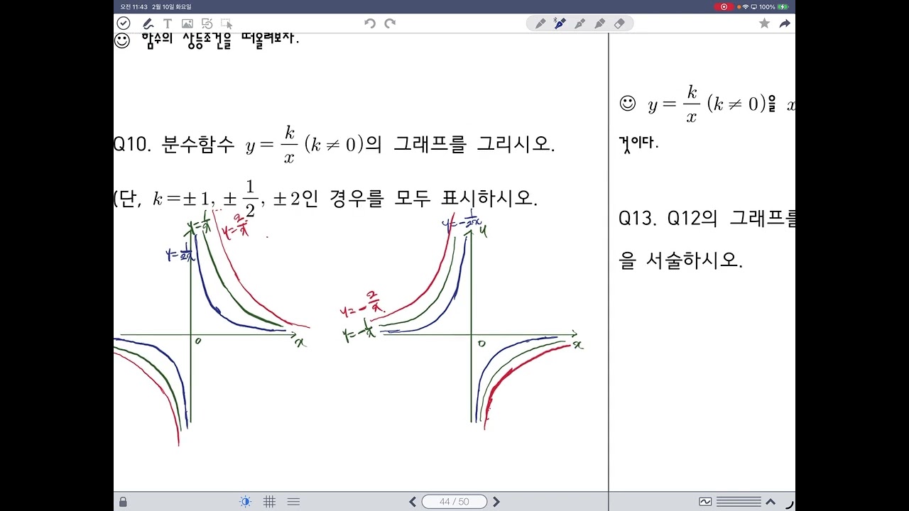 공통수학2 개념 12 유리함수의그래프3 1