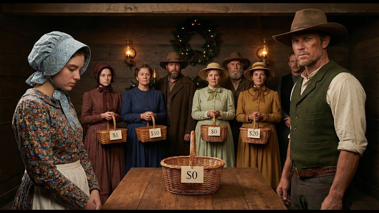 **Nobody Bid on the Widow’s Christmas Basket — Then a Mountain Man Paid $5 and Changed Everything**