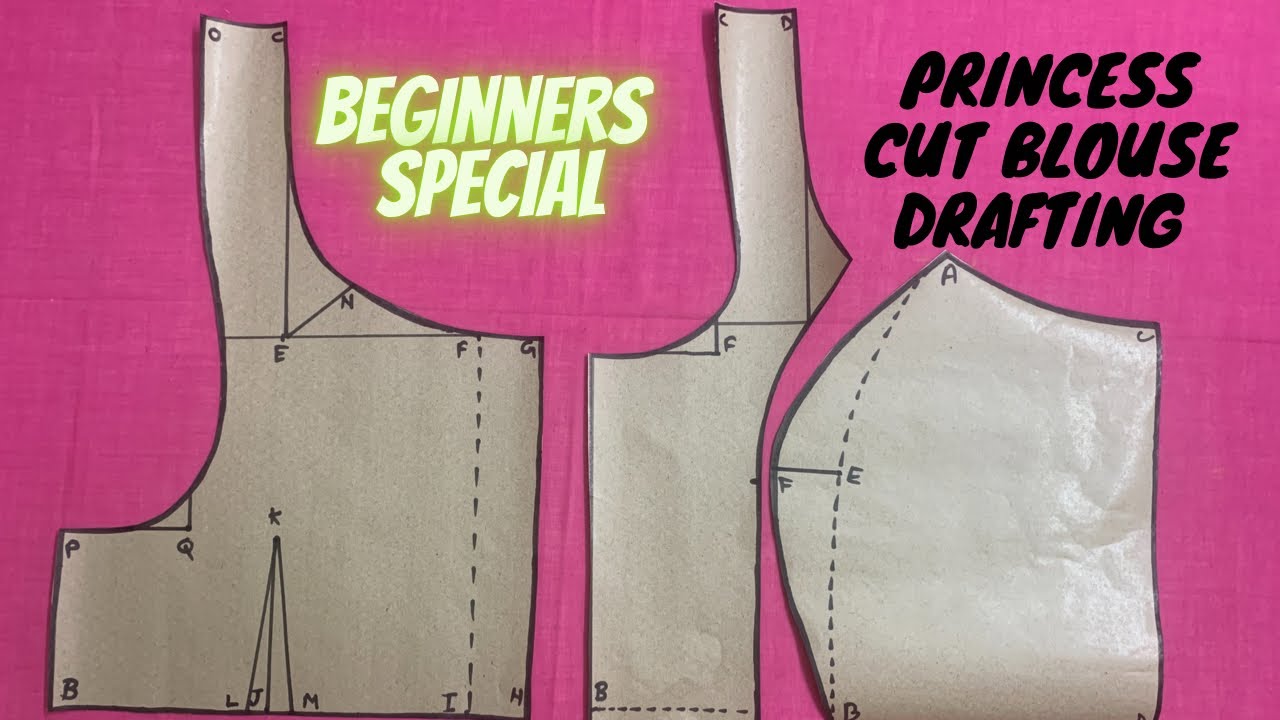 Princess Cut Blouse Drafting | Deep neck blouse cutting and drafting | Maina Thapa