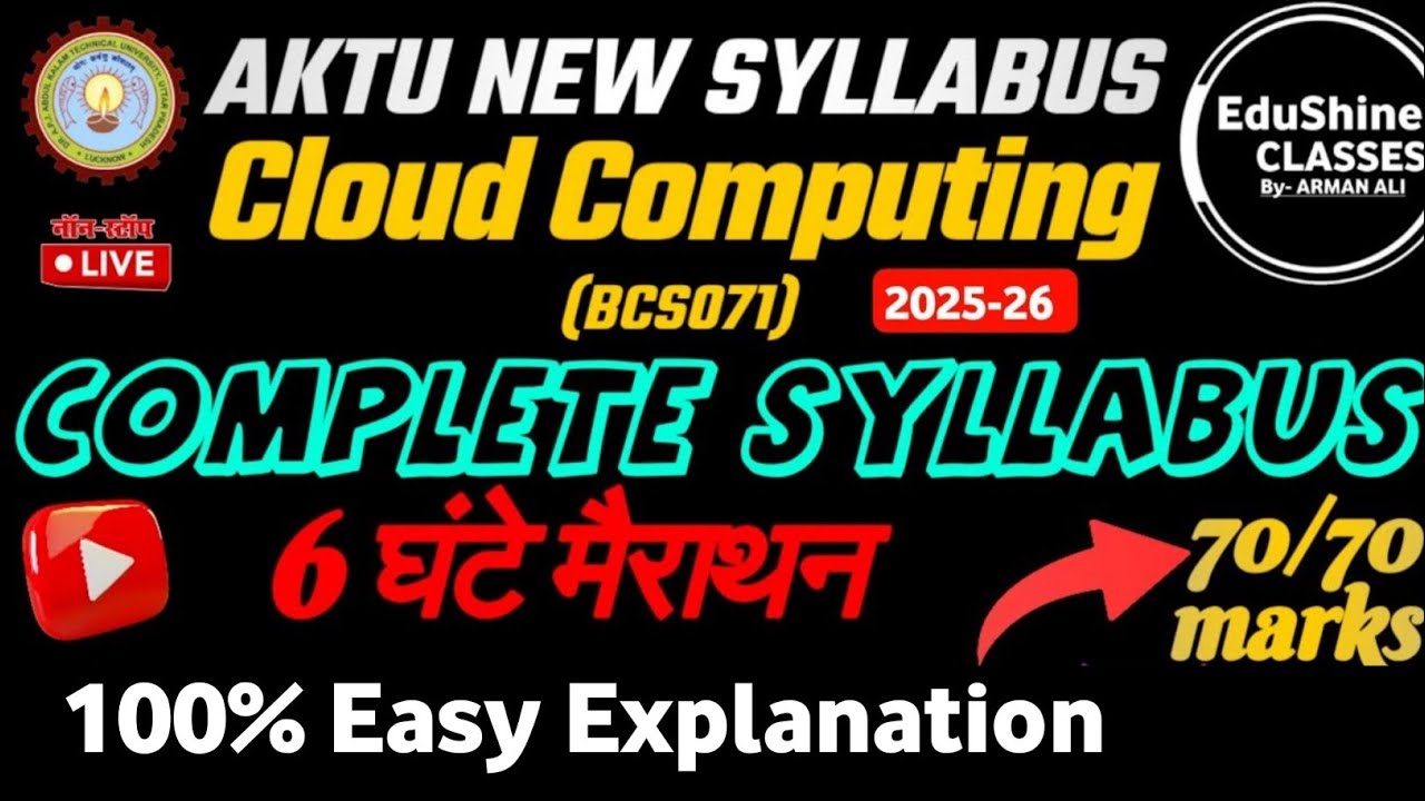 👹6 घंटे लगातार One shot | Cloud Computing Unit 1 To Unit 5 One shot BCS071 |Cloud Computing Aktu