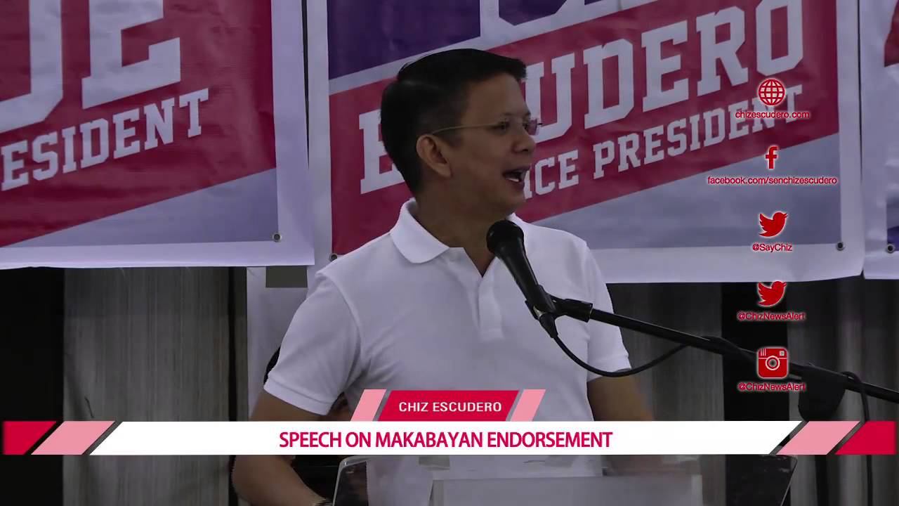 Chiz Escudero Speech on Makabayan Bloc Endorsement