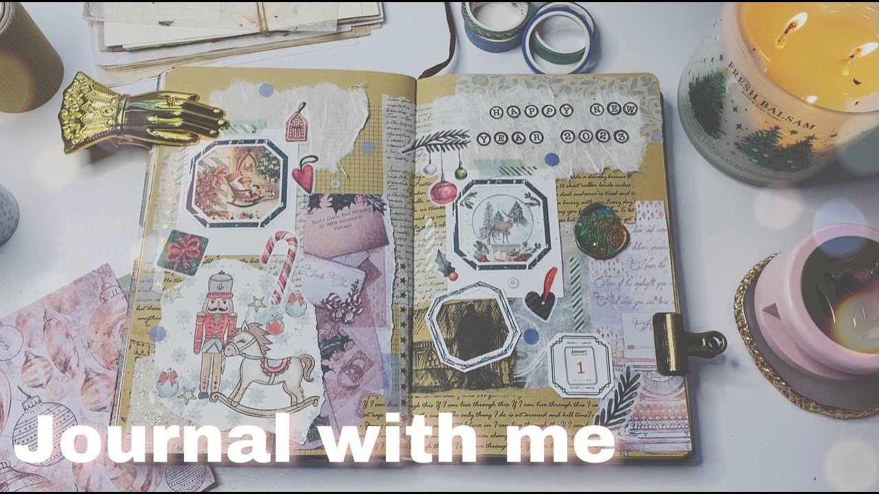 Vintage diary decoration | new year page 2023 | ASMR 🎄