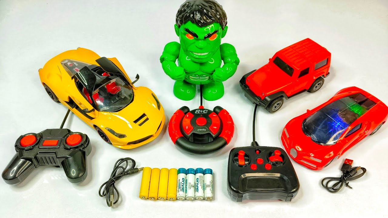 Unboxing RC Bugatti Car Gravity Sensor and RC Thar and RC Lamborghini Car With Open Door, Hulk Toy