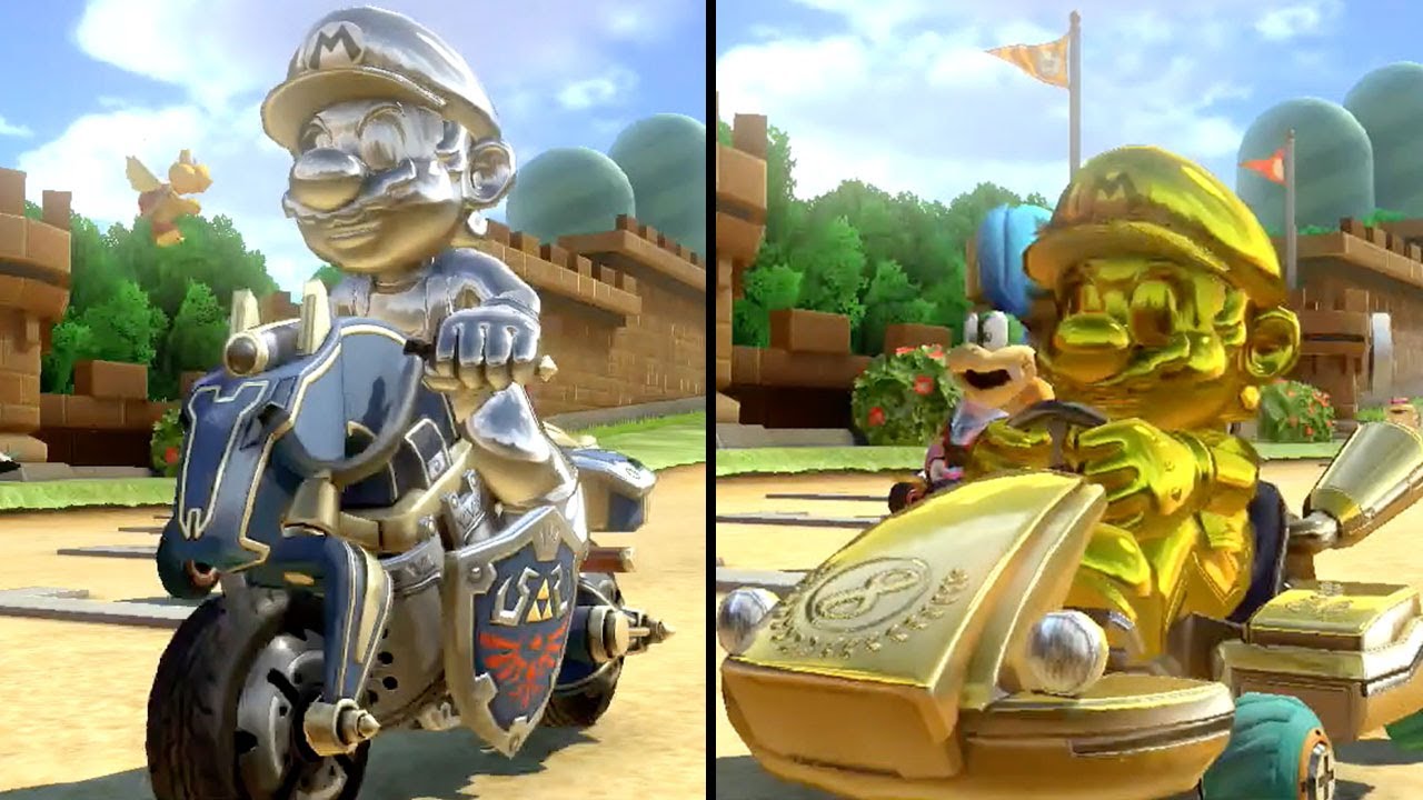 Mario Kart 8 Deluxe - Multiplayer - Metal Mario vs Gold Mario (Lightning Cup 200cc)