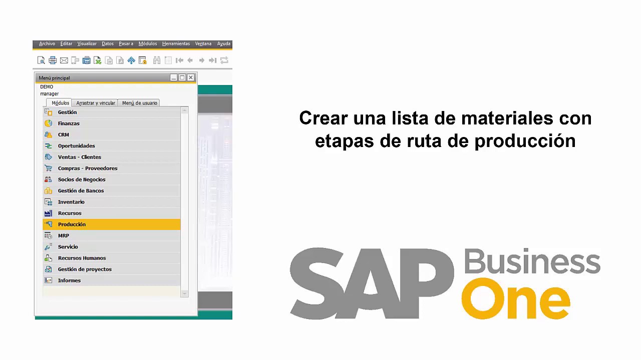 Crear lista de materiales con etapas de ruta en SAP Business One
