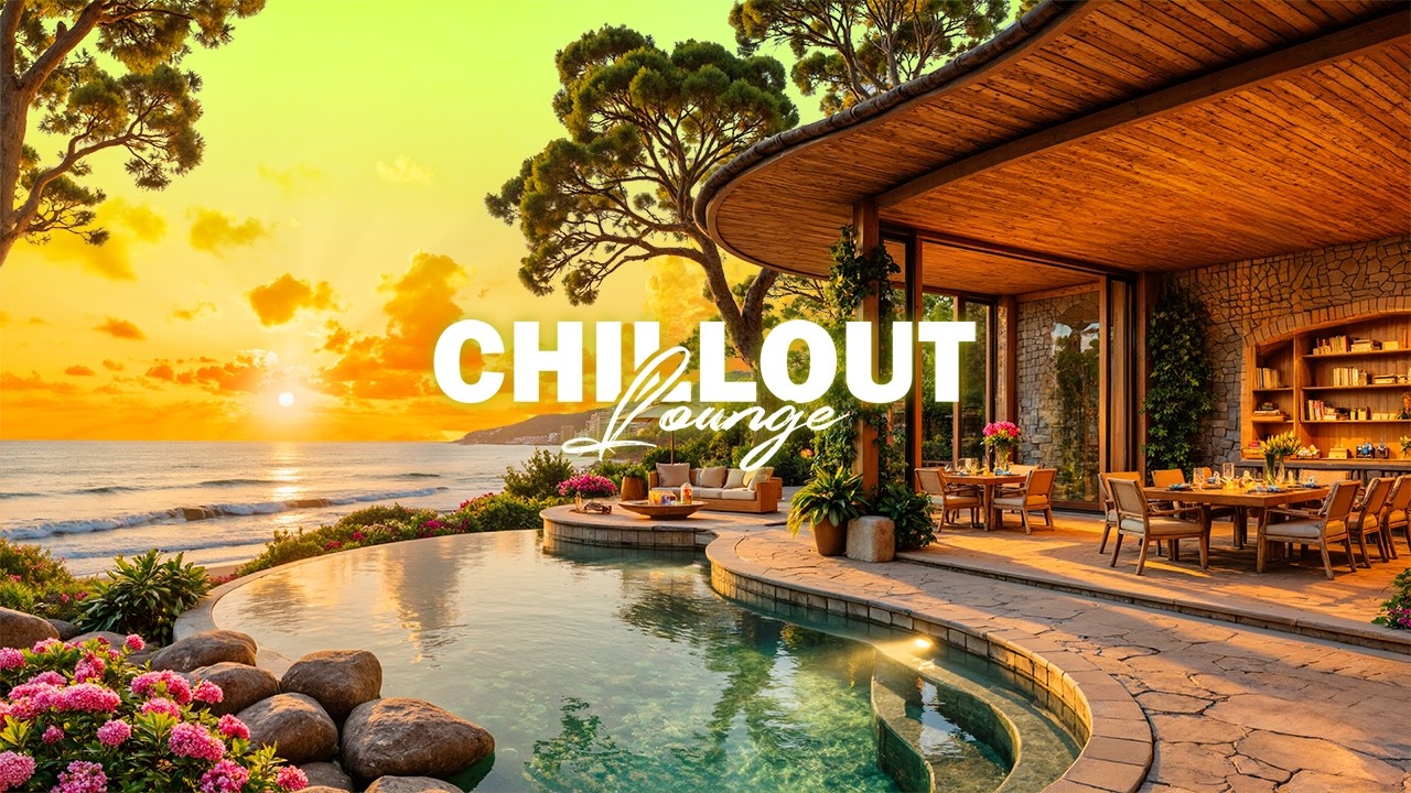 Tropical Sunset Chillout | Relaxing Space with Pool | Lounge Music for a Good Mood #music #chill
