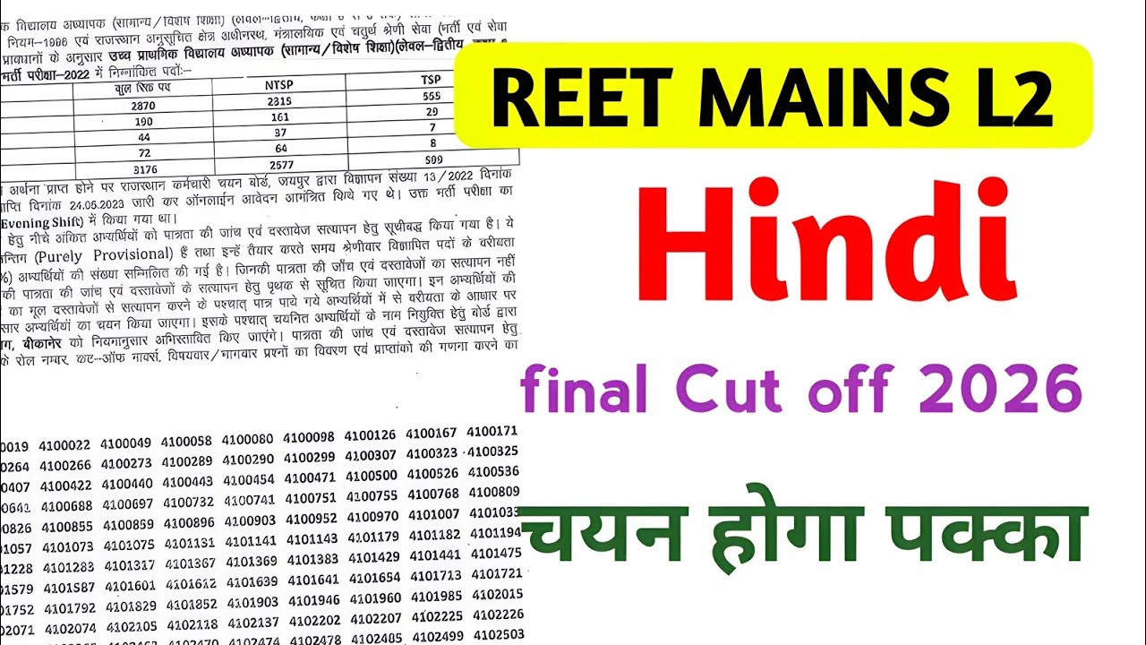 reet mains level 2 hindi cut off | reet mains hindi cut off 2026
