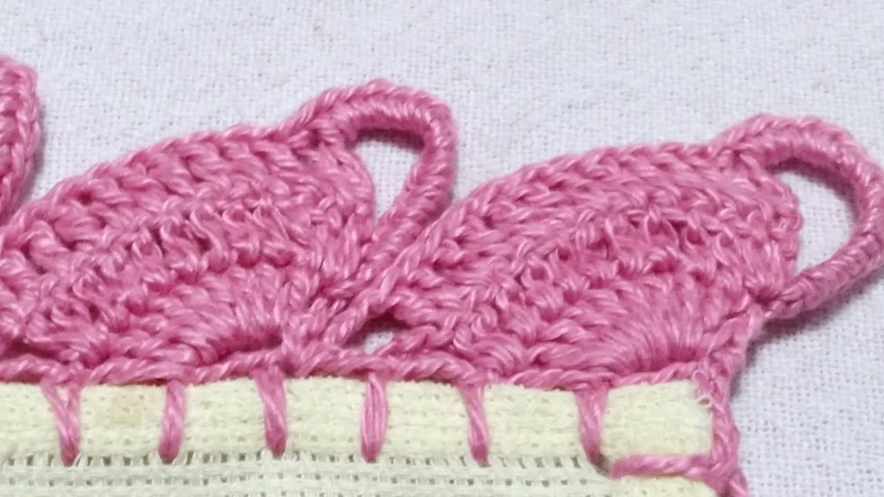 bico/barrado de crochê fácil carreira única para pano de prato de xícara #140 #barrado #crochê