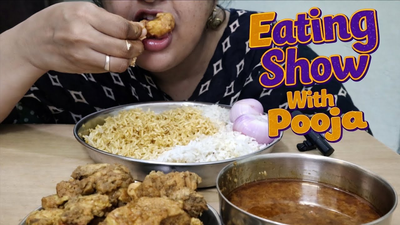 😋🍗 Eating Chicken Curry Rice 🍚 ll Eating Show With Pooja