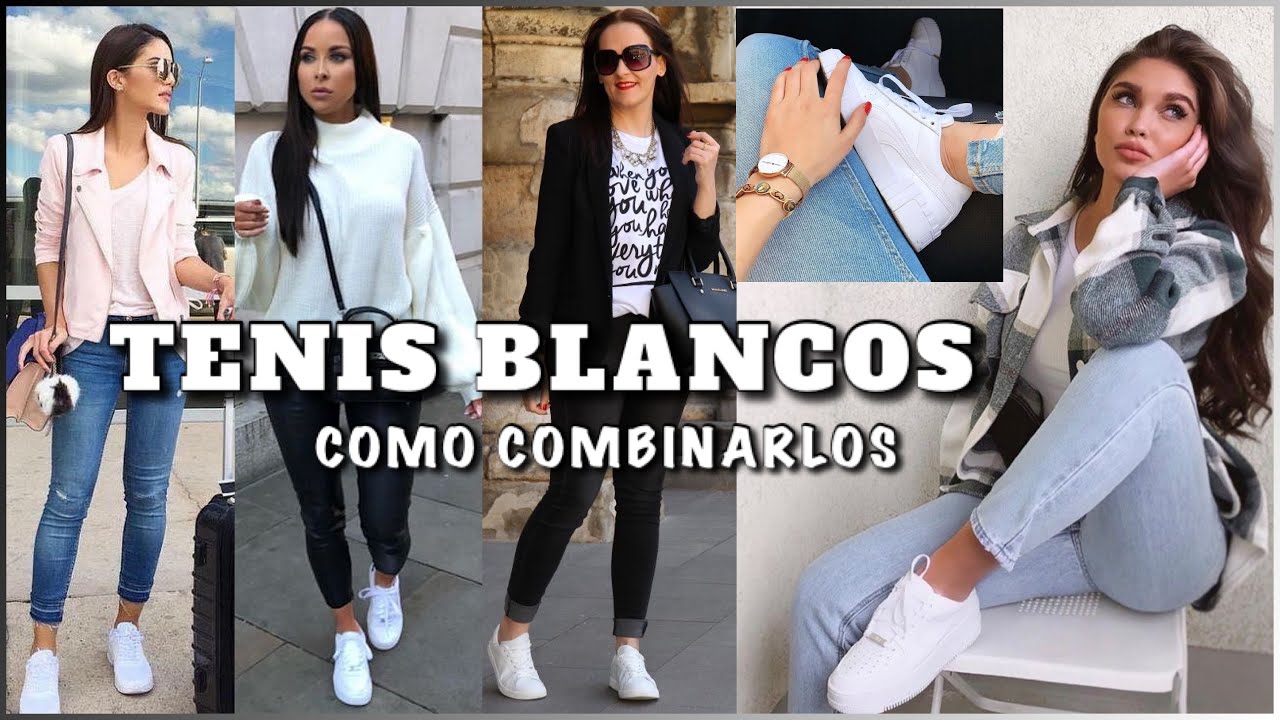 TENIS BLANCOS de MODA | OUTFITS CASUALES CON TENIS | ZAPATILLAS DEPORTIVAS color Blanco 2022