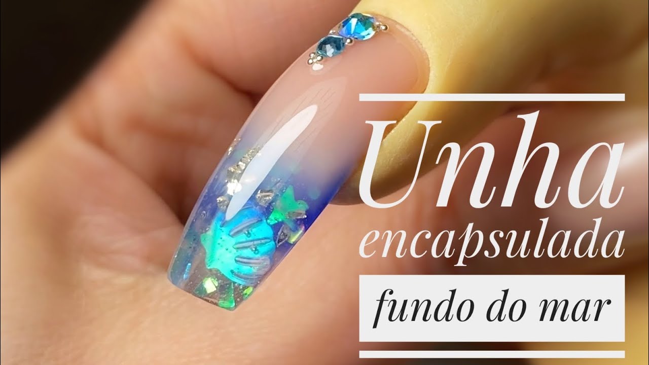 Unha de gel encapsulada fundo do mar