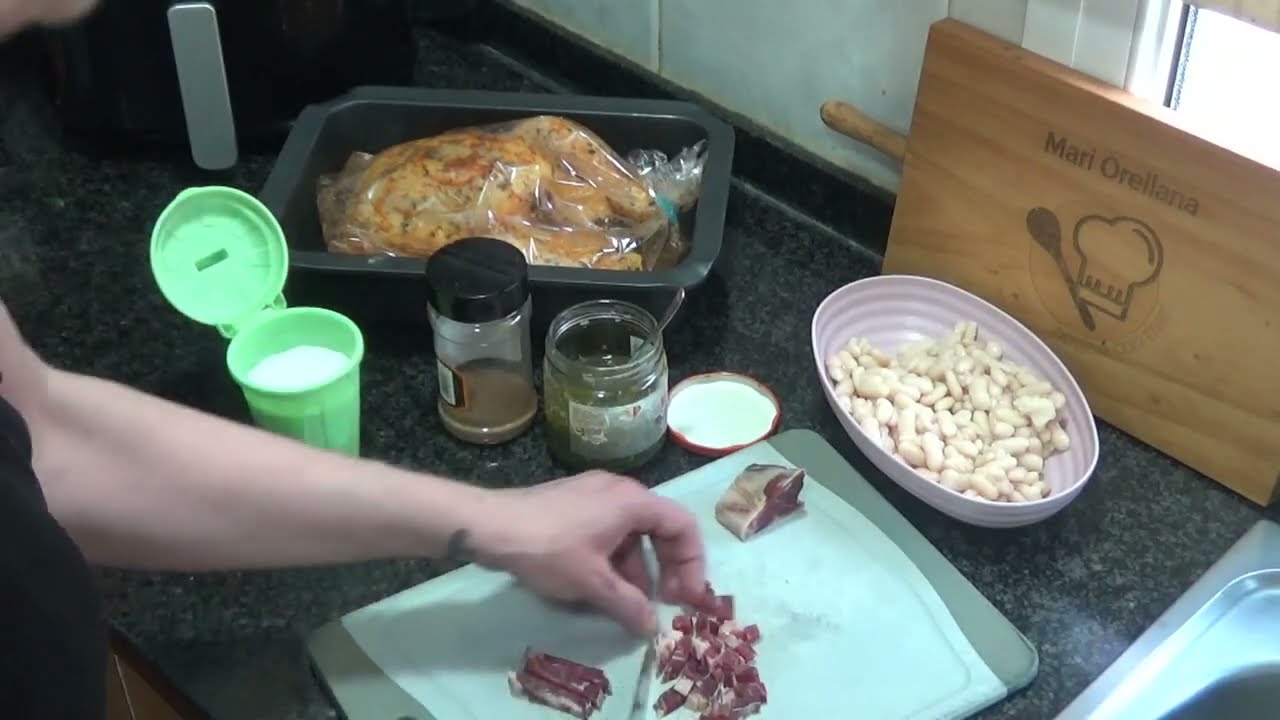 Judías blancas salteadas con jamón 🍀 Receta para guarnición 🌿
