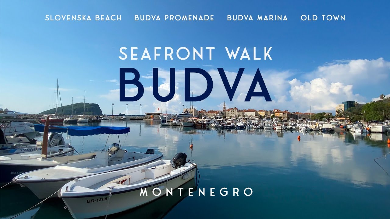 Budva, Montenegro – Seafront Walking Tour 4K | Coastal Promenade, Beaches & Marina