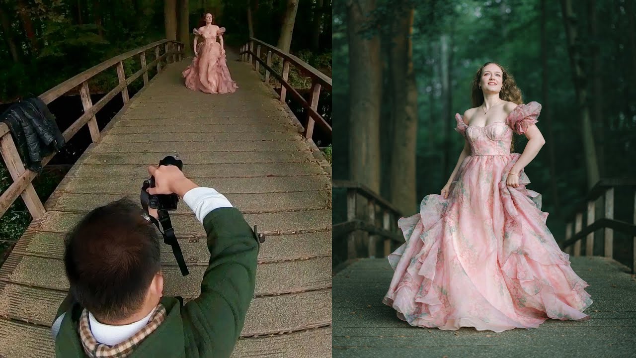 Morning Natural Light Dreamy Dress Photoshoot in the Forest