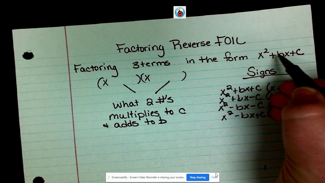 Factoring with Reverse FOIL