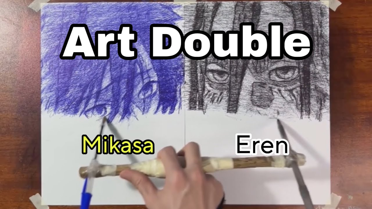 Рисунок Микасы и Эрена одновременно | Фан-арт по «Атаке титанов»