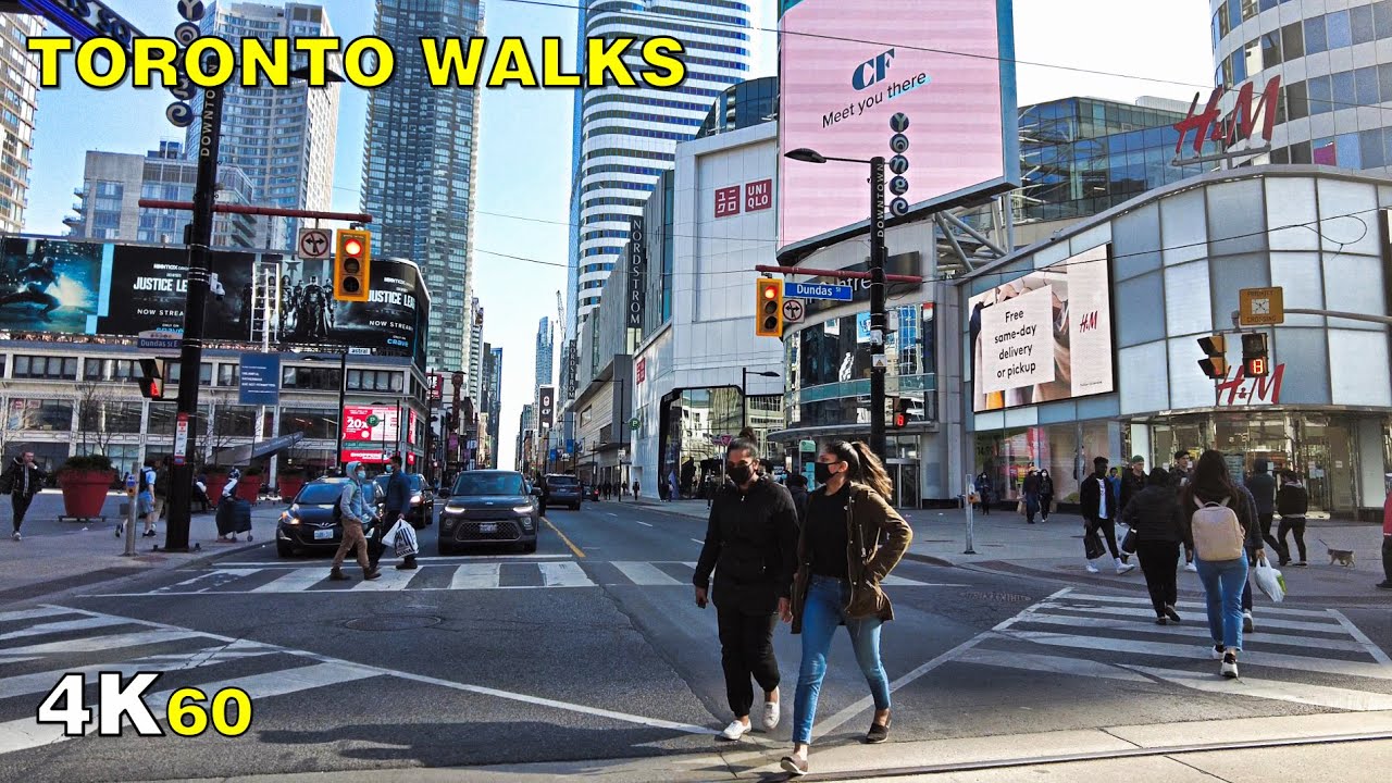 Downtown Easter Sunday Toronto Walk on Dundas & Yonge (April 4, 2021)