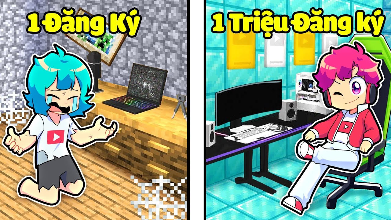 Con Đường Trở Thành YOUTUBER 6 TRIỆU ĐĂNG KÝ Của Hiha Trong Minecraft 🤩🤣