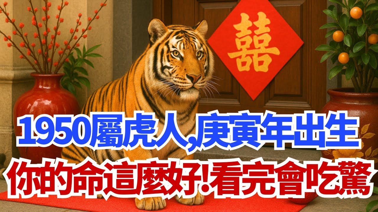 1950年屬虎人，庚寅年出生，你的命這麼好，真想不到！看完你會大吃一驚！#1950年屬虎 #庚寅虎 #屬虎 #生肖虎 #屬虎運勢 #生肖運勢 #命理 #運程 #財運 #晚年運勢 #五行 #風水 #算命