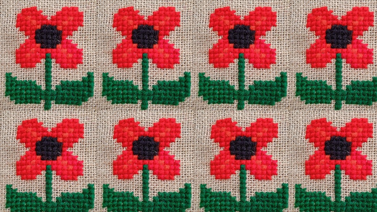 Cross stitch flower design, ফুলের ডিজাইন আসন, new ason design, flower and leaf design on sitting mat