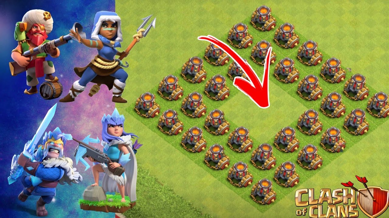 Coc Clash of clans challenge All Heroes Vs Deadly Mortar Base Formation - F2 Game Official