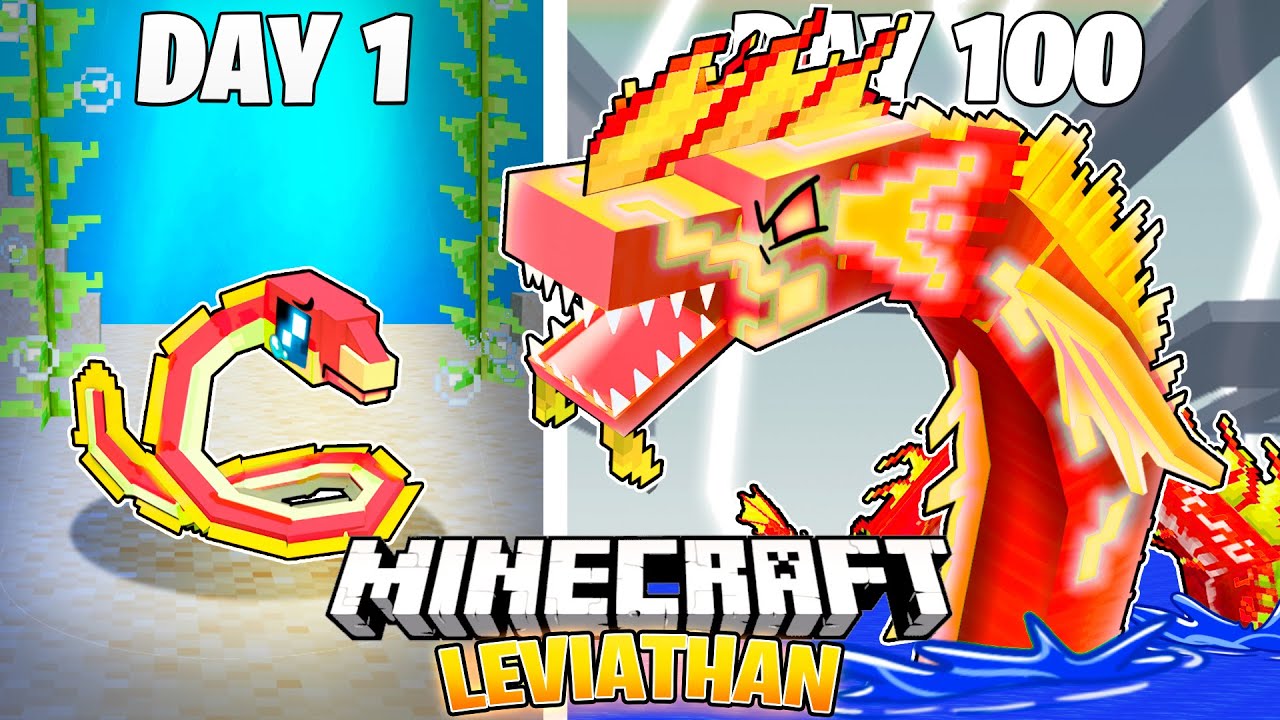 I Survived 100 Days as a LEVIATHAN in HARDCORE Minecraft!