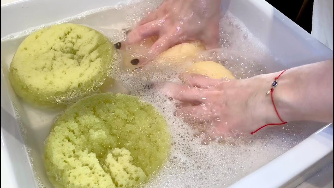 JUST RINSING 🧽💦  Water Sounds Galore - sponge ASMR