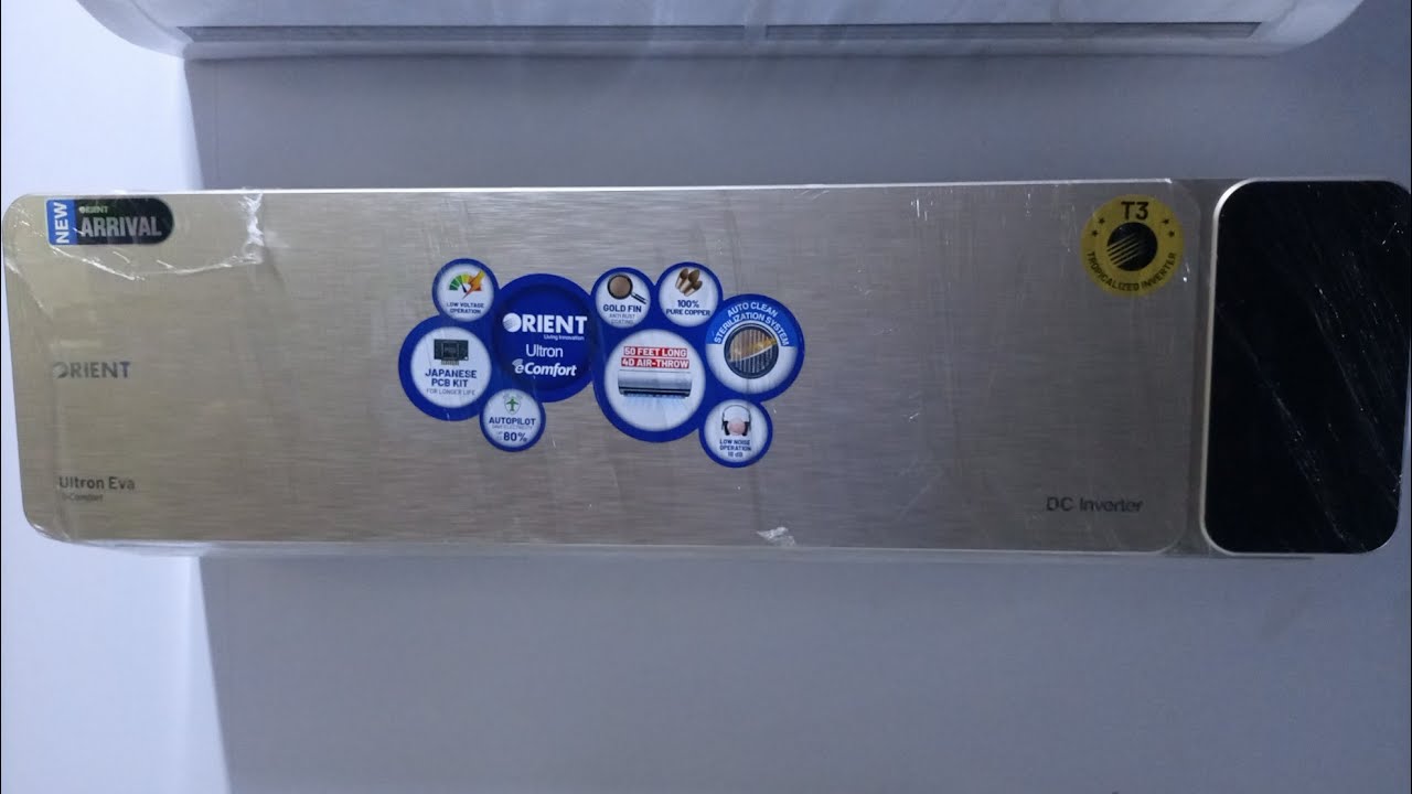 unboxing Orient EVA18G metalic gold dc inverter ac||orient eva18G Features and Specifications price